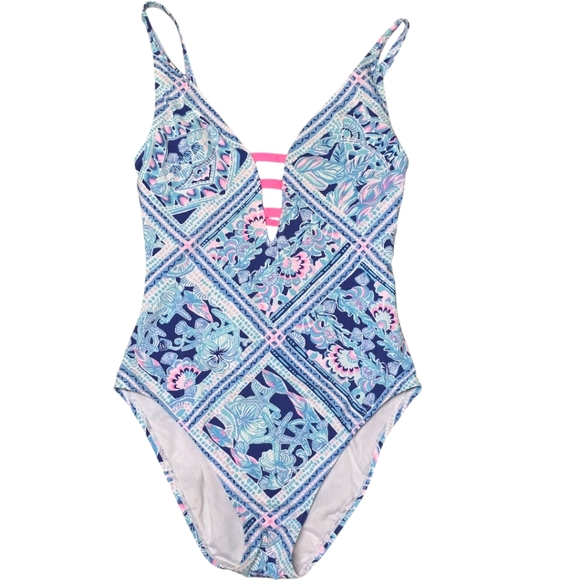 LILLY PULITZER‎ JASPEN ONE PIECE IN ZANZIBAR BLUE 2 - Picture 2 of 10